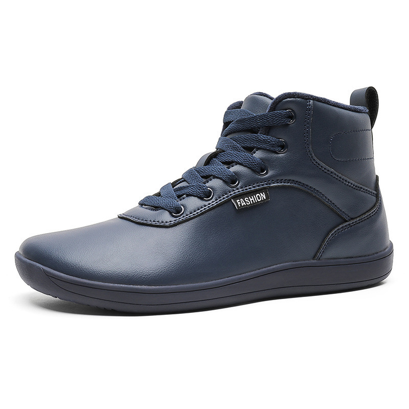 Unisex wide-toe, fleece-lined high-top barefoot shoes