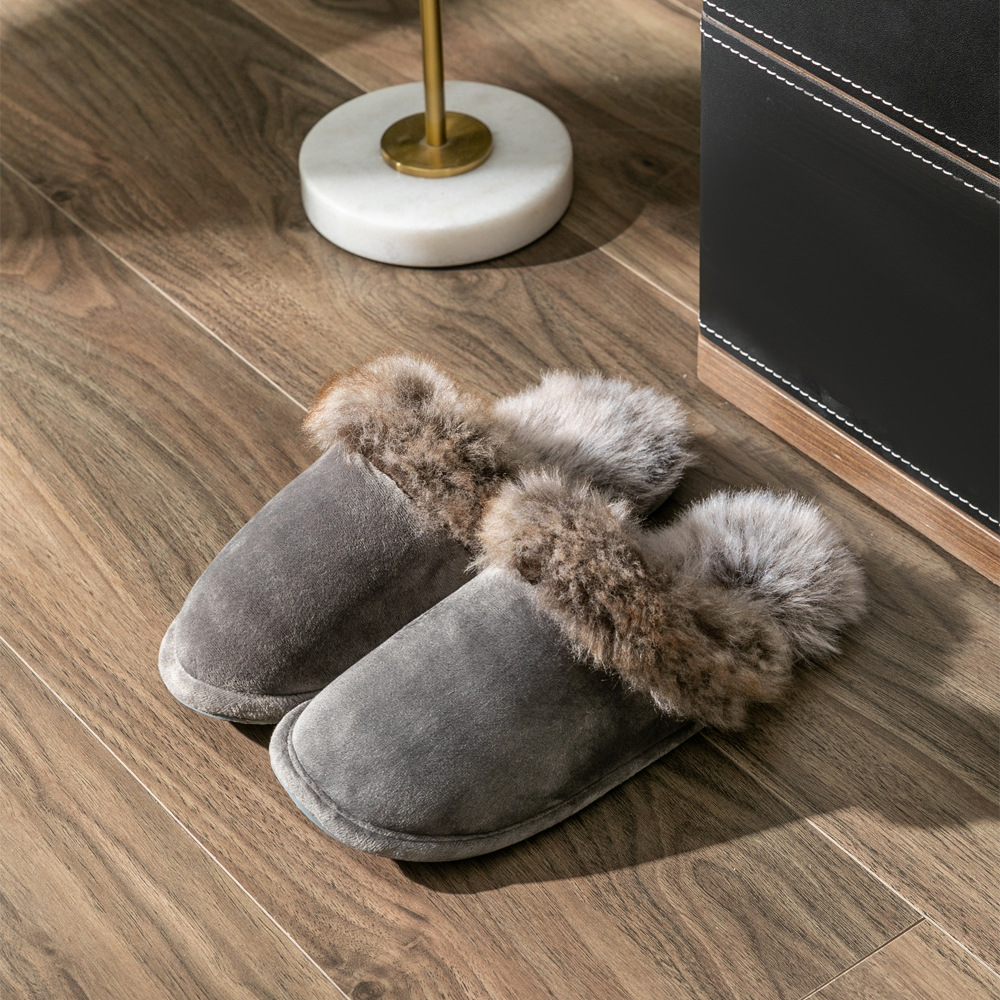 Solid-Color Warm Cotton Slippers for Men and Women