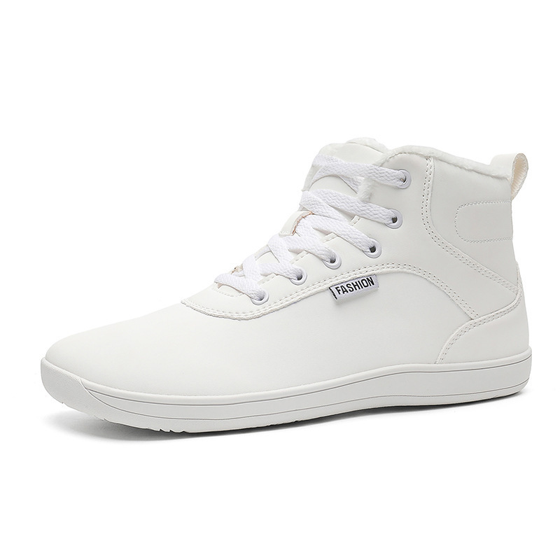 Unisex wide-toe, fleece-lined high-top barefoot shoes