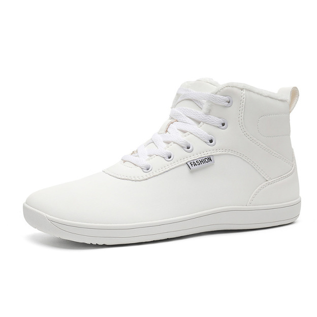 Unisex wide-toe, fleece-lined high-top barefoot shoes