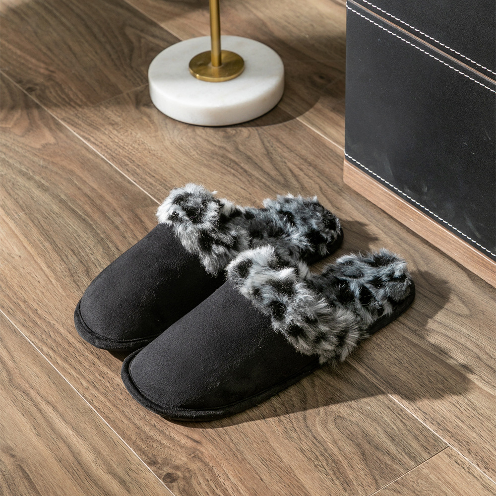 Solid-Color Warm Cotton Slippers for Men and Women