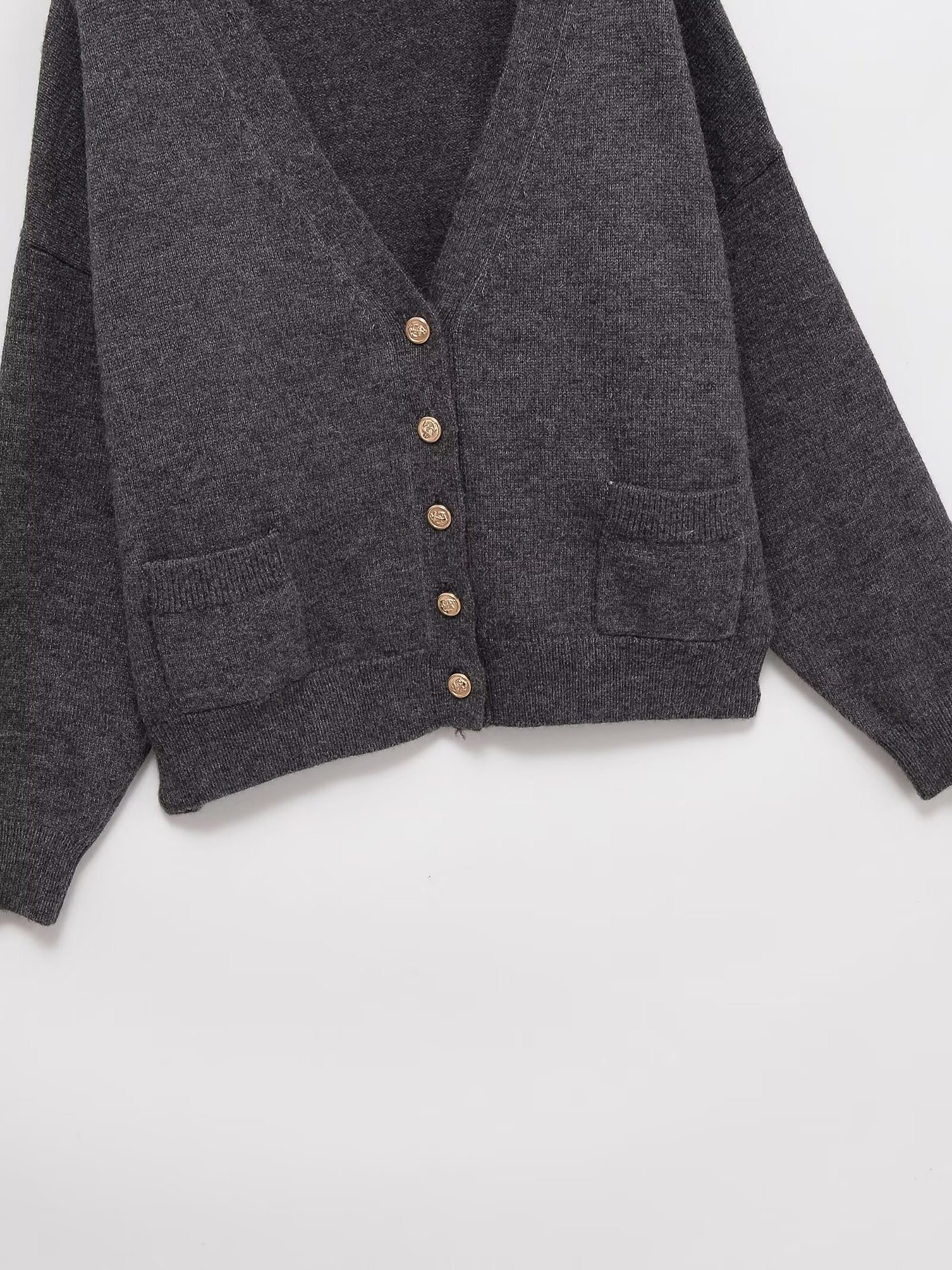 Fashionable Casual Grey Knitted Cardigan