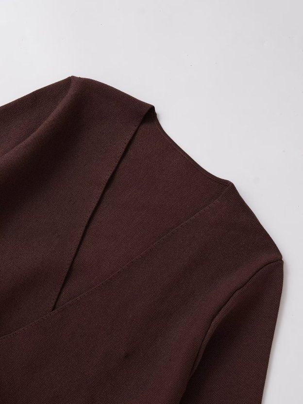 Stylish V-neck knit top with belted cardigan