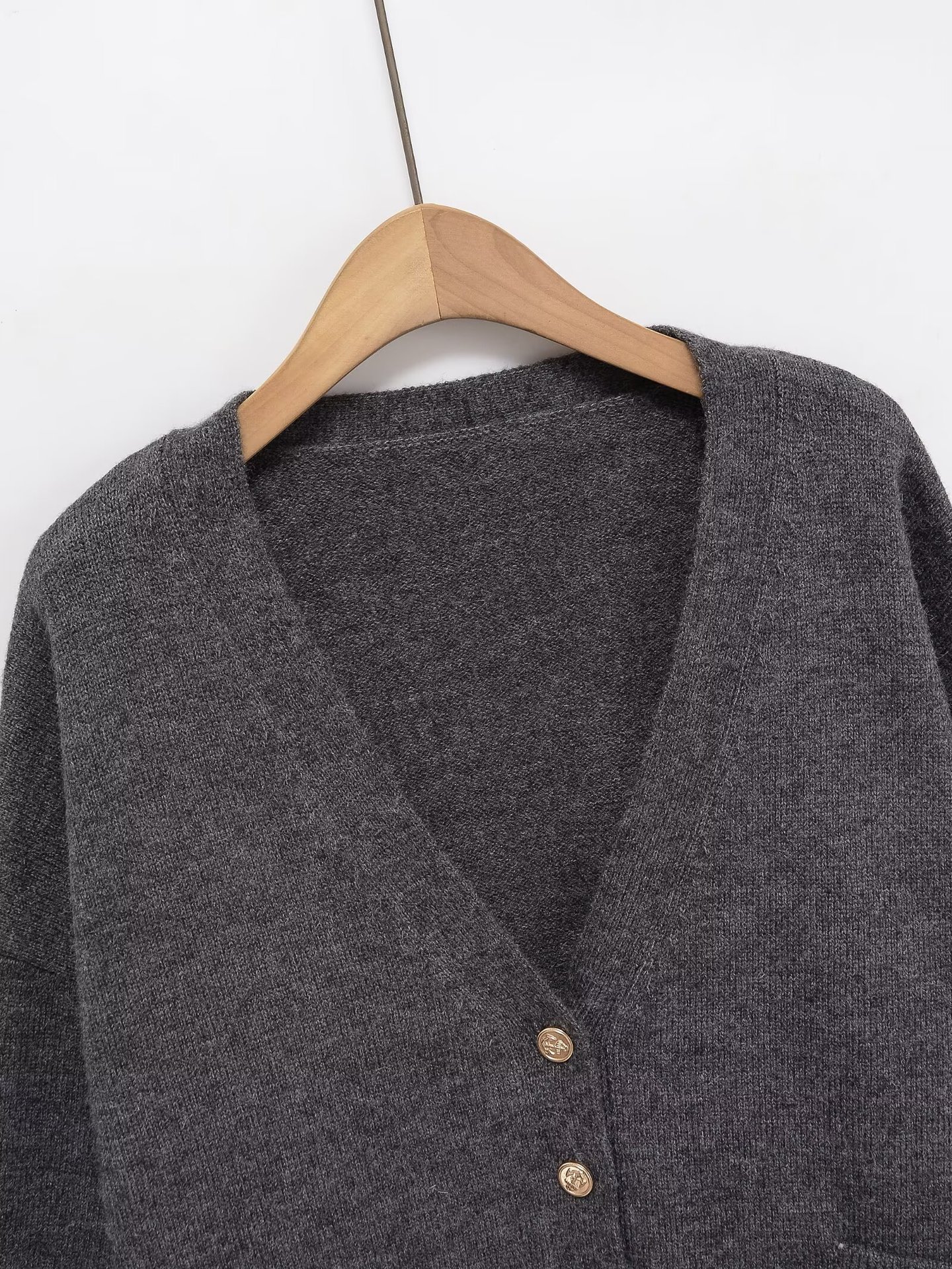 Fashionable Casual Grey Knitted Cardigan