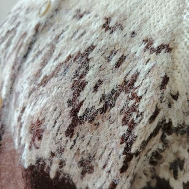 Retro Jacquard Literary-Style Oversized Knit Cardigan