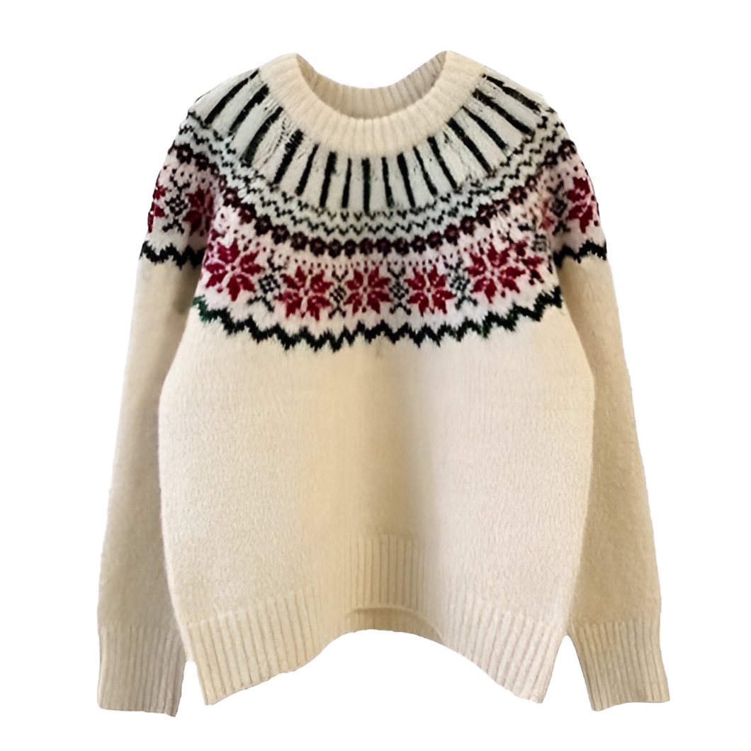 Retro Oversized Jacquard Christmas Fair Isle Sweater
