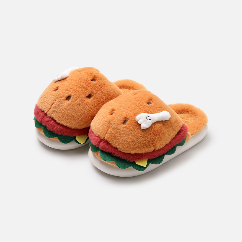 Winter Couple Hamburger Cotton Slippers