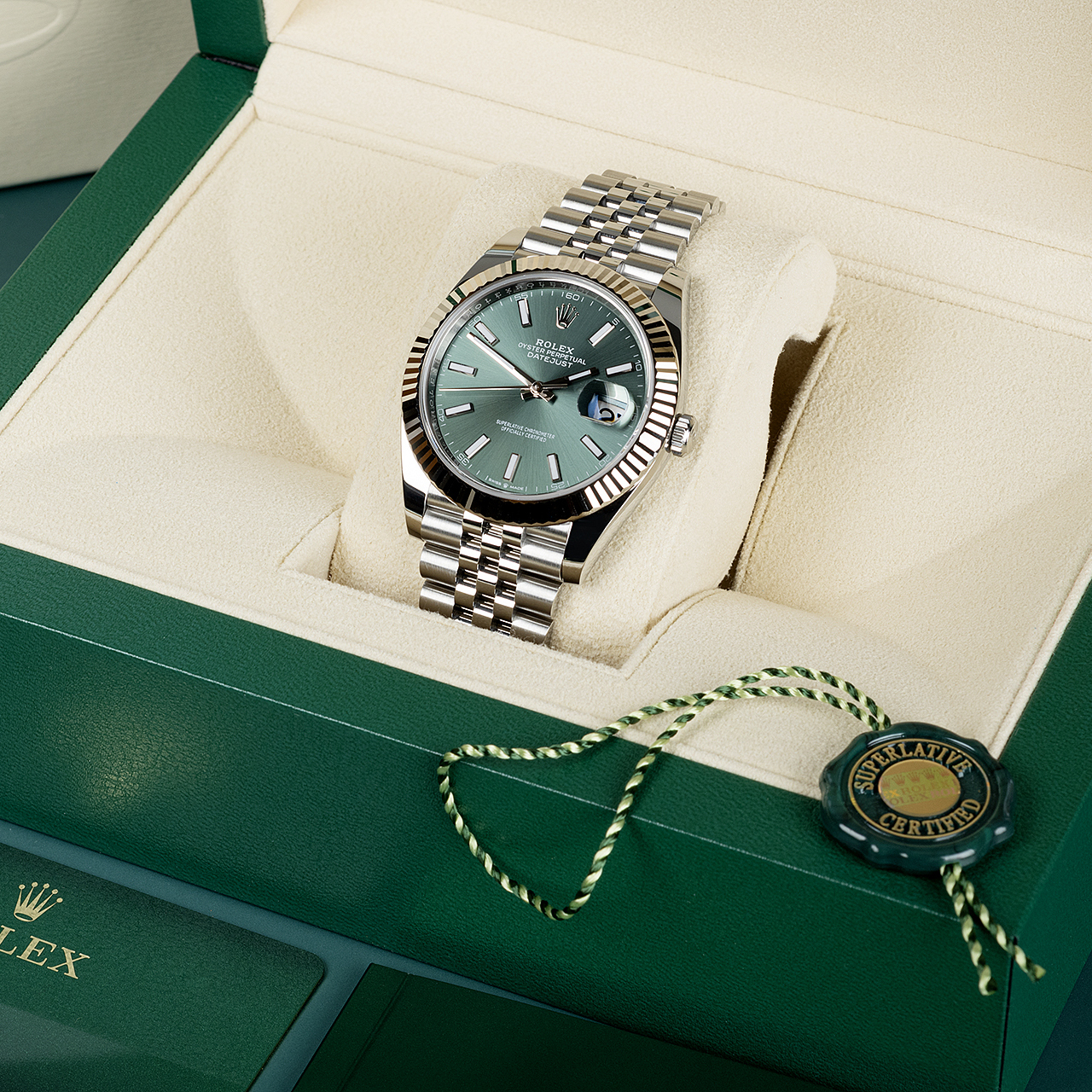 Datejust 41'Mint Green' 126334 Steel & White Gold