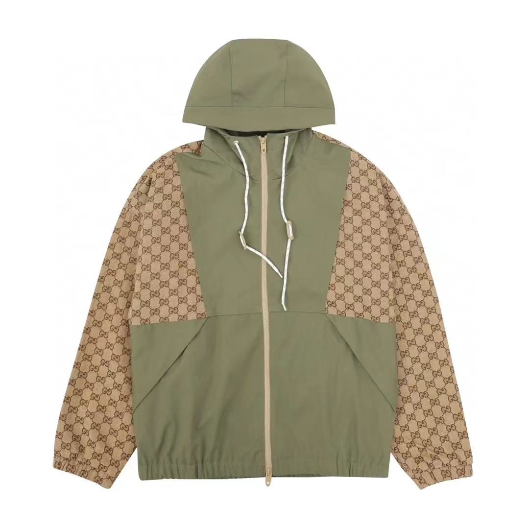 24ss Cotton canvas military green zipper price jacket