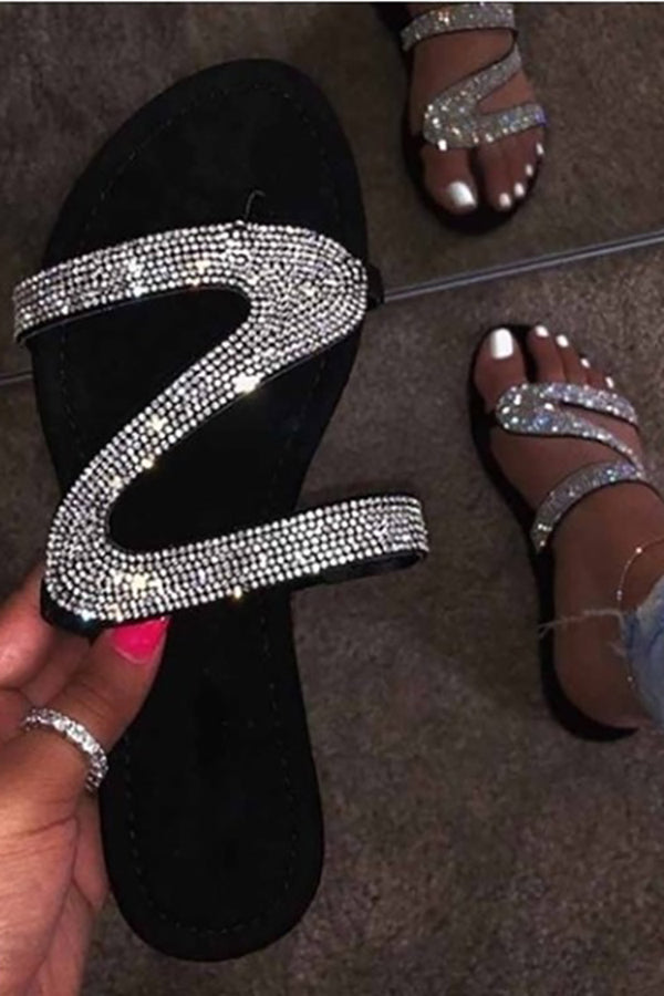 Summer Rhinestone Flat Beach Sandals-Consonak