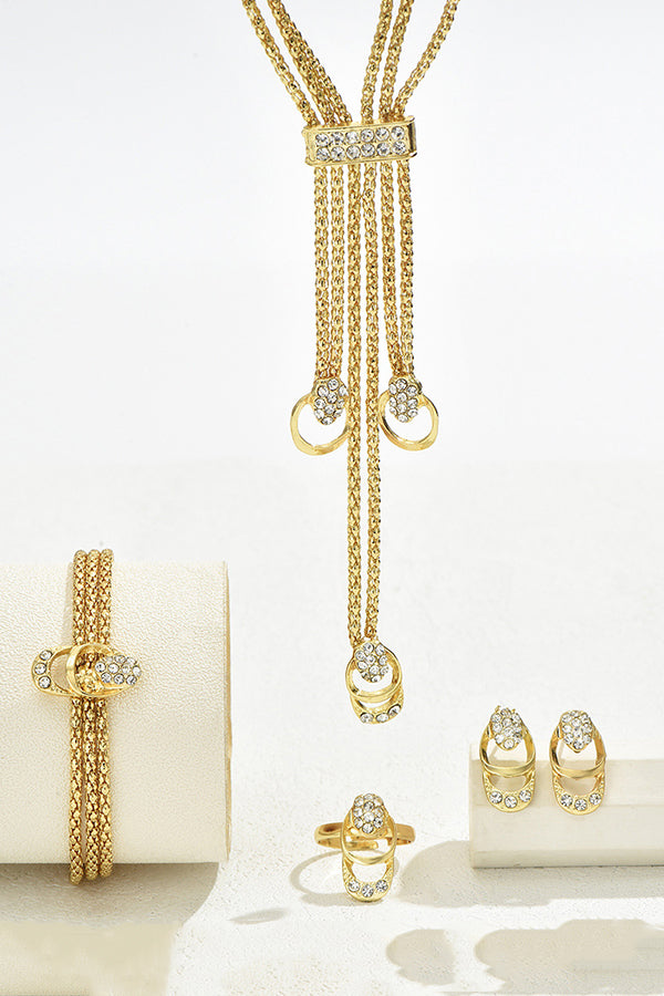 Simple and Fresh Diamond Necklace Earrings and Bracelet Ring Set | Consonak