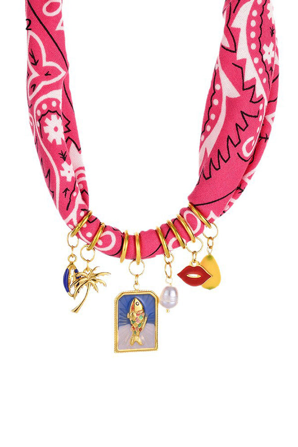 Dopamine Color Silk Scarf Fun Small Item Necklace-consonak