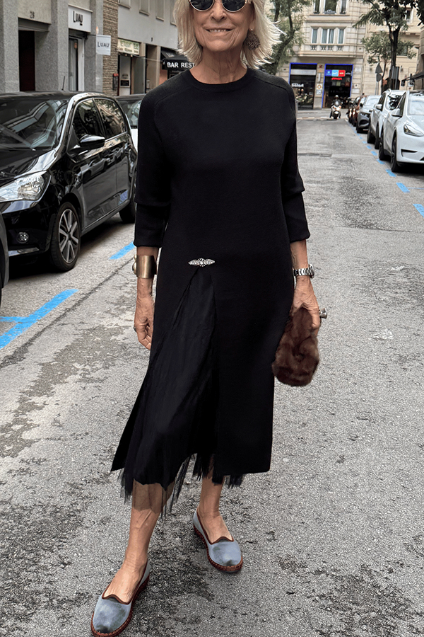 Jollie Knit Long Sleeve Front Slit Midi Sweater and Pleated Tulle Stretch Tank Midi Dress Two-piece Set-consonak