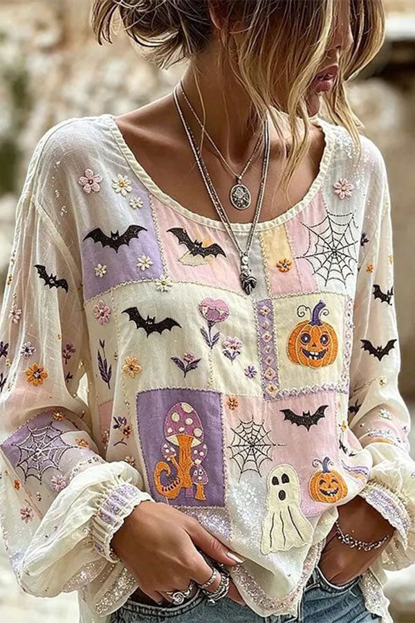 Spooky Season Velvet Long Sleeve Halloween Shirt-Consonak
