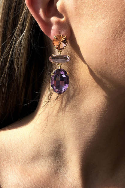 Temperament Contrasting Color Faceted Diamond Earrings-consonak