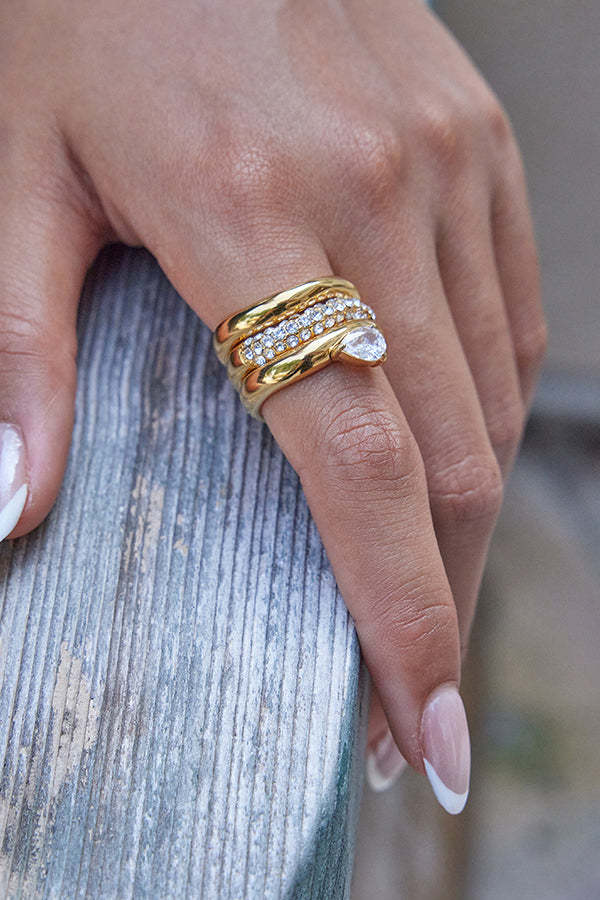 Fashion Stainless Steel Zircon Ring-consonak