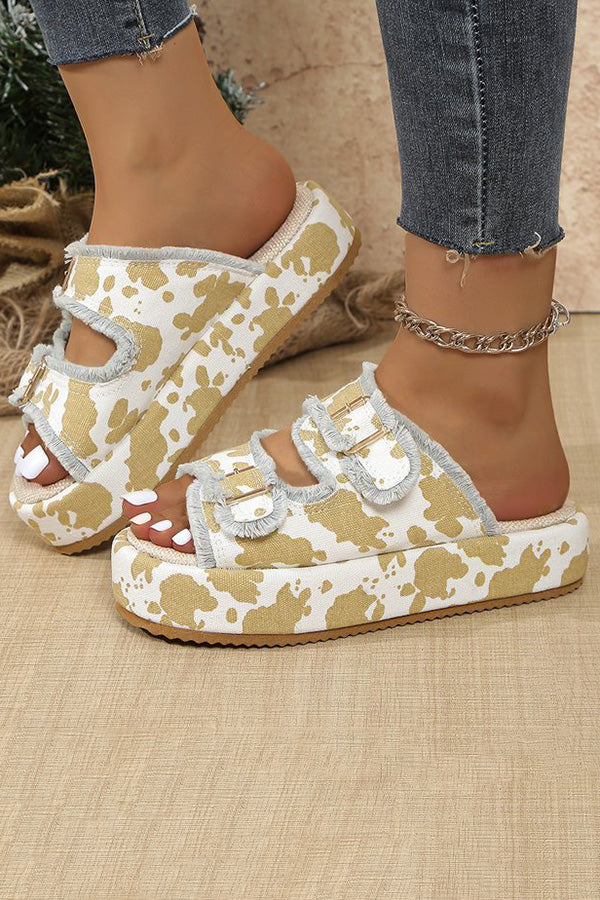 Summer Thick Soled Denim Belt Buckle Sandals-consonak