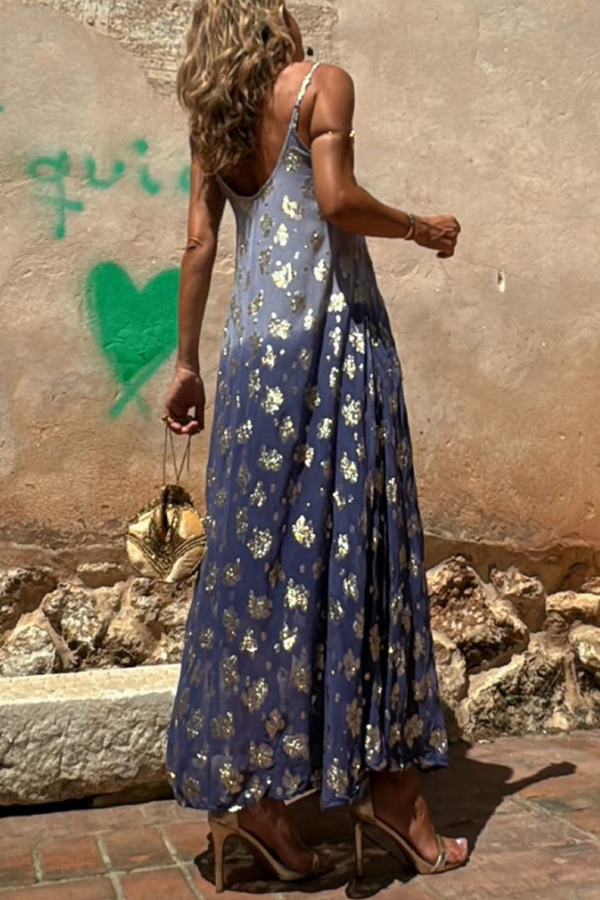 Bianca Tie Dye Gradient Flower Print Pocketed A-line Slip Maxi Dress-consonak