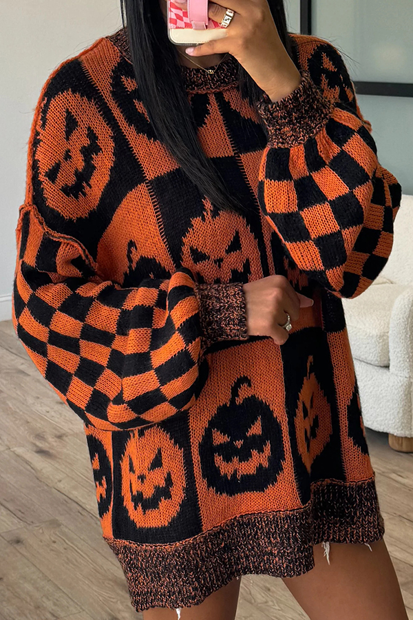 Halloween Casual Loose Crew Neck Sweater-consonak