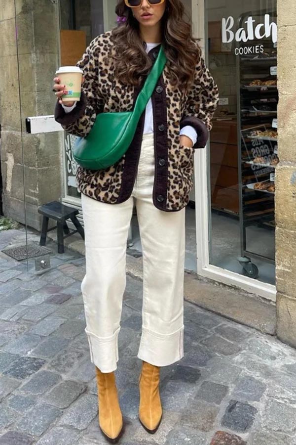 Warm Feel Colorblock Leopard Print Plush Button Up Pocketed Teddy Jacket-consonak