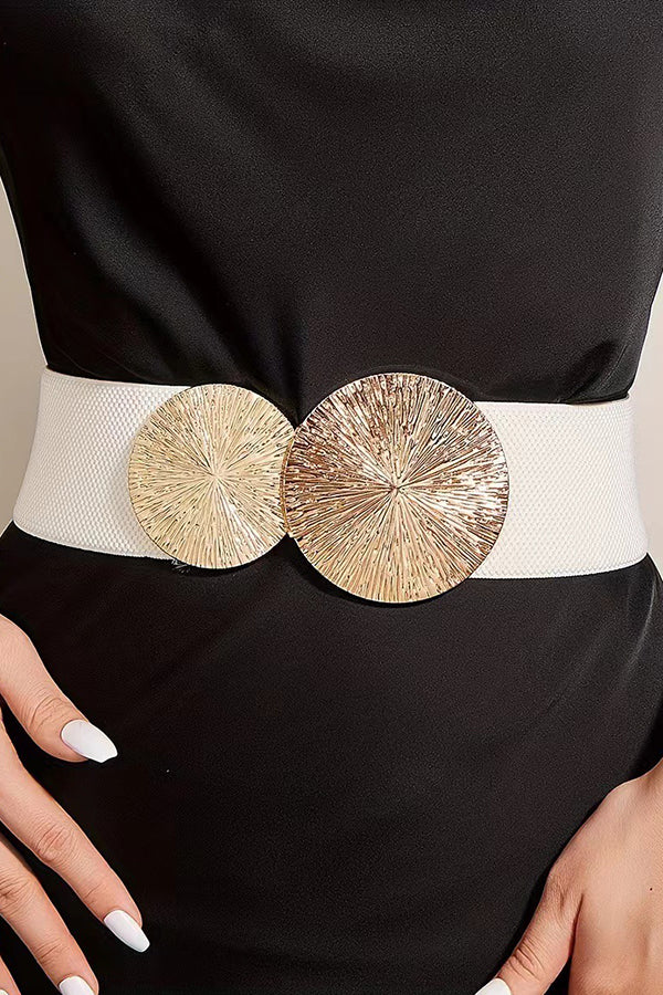 Fashionable Elastic Double Circle Decorative Wide Belt-consonak