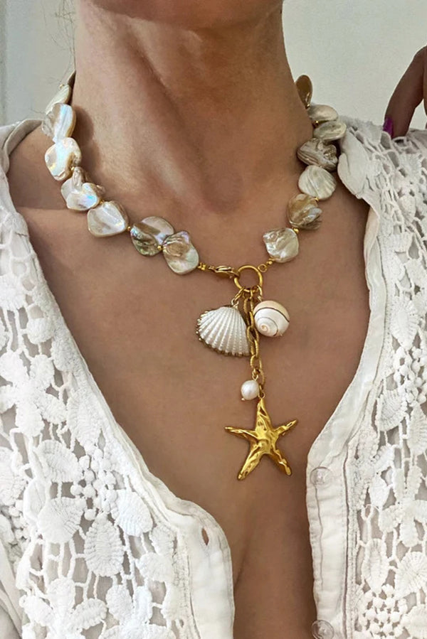 Exaggerated Irregular Shell Collarbone Necklace | Consonak