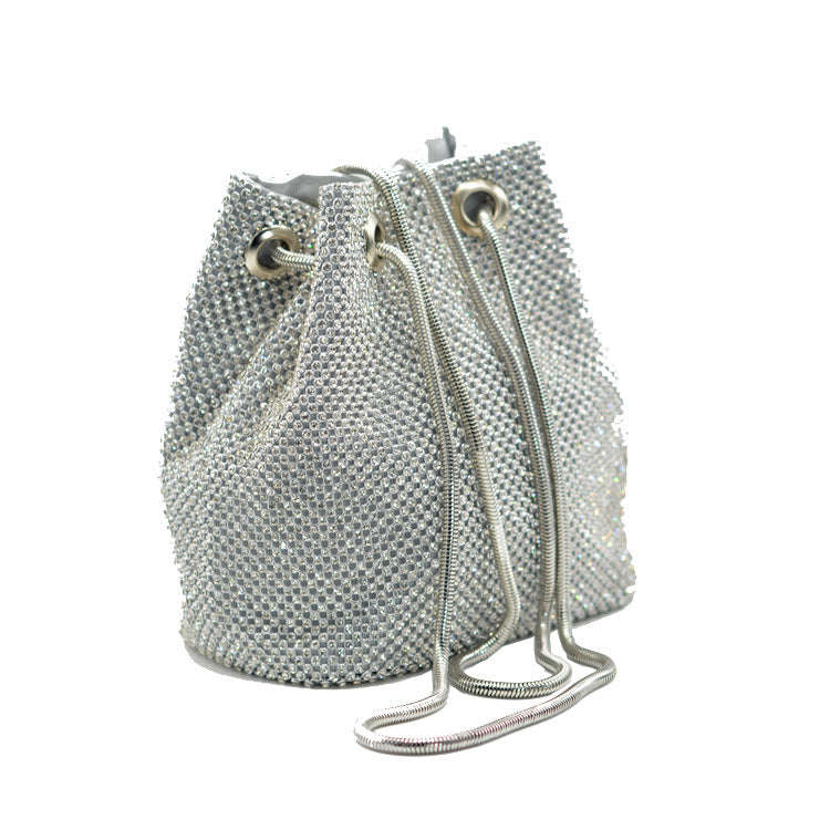 Sequined Rhinestone Cross-body Bucket Bag-consonak