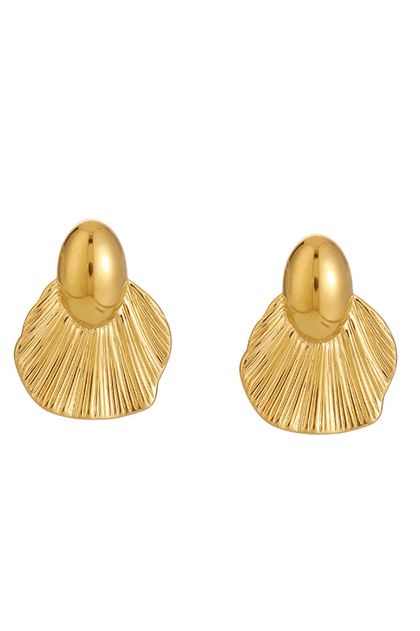 Fashion Stainless Steel Gold-plated Ginkgo Leaf Earrings-consonak