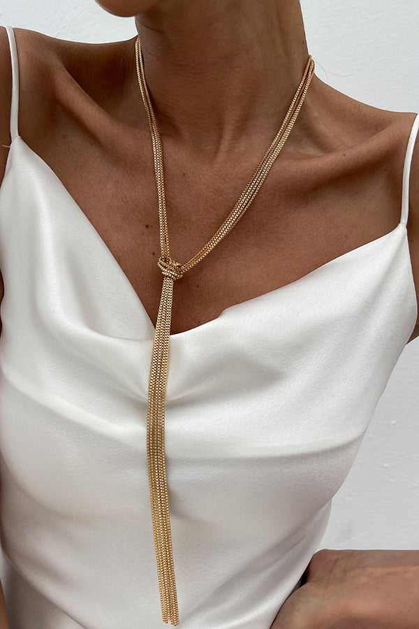 Simple Y-shaped Metal Tassel Chain Necklace | Consonak