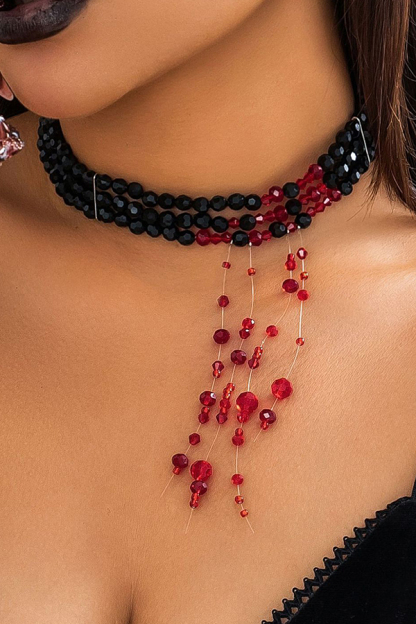 Gothic Blood Drop Tassel Halloween Personalized Necklace-consonak