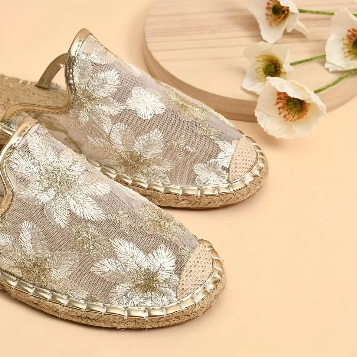 Casual Linen Woven Flat Round Toe Half Slippers-consonak