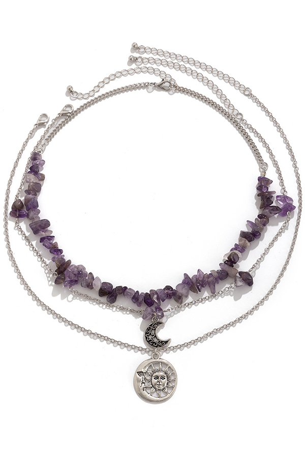 Ethnic Style Stacked Gravel Beaded Necklace-consonak