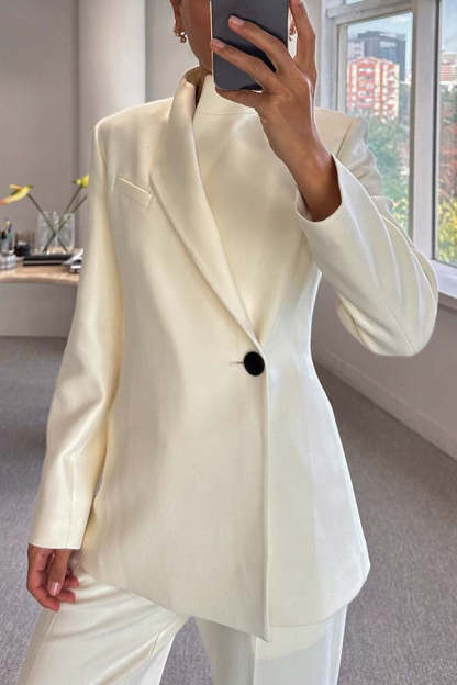 Fashionable Leader One Button Stand Collar Long Sleeve Blazer Jacket-consonak