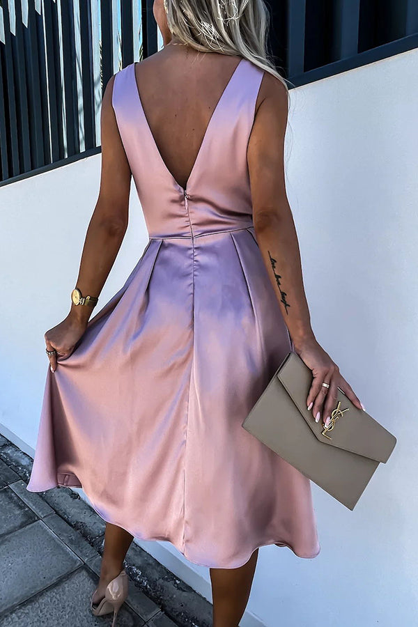 Hold You In My Memory Satin Midi Dress-consonak