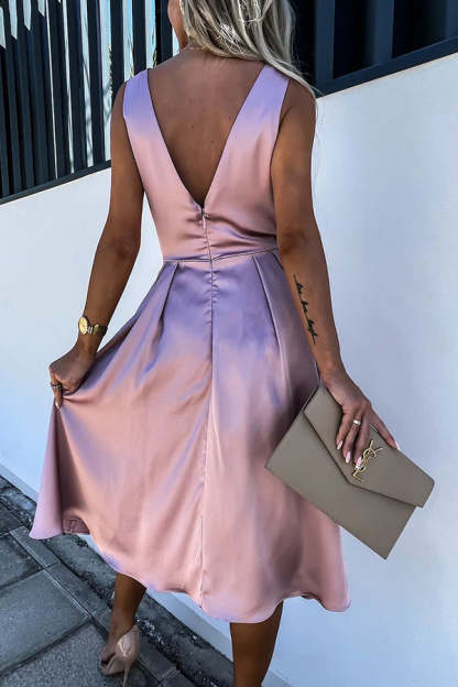 Hold You In My Memory Satin Midi Dress-consonak