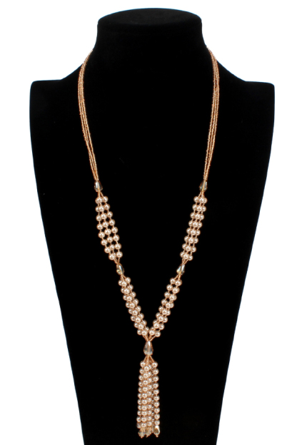 Fashionable Long Pearl Seed Bead Necklace
