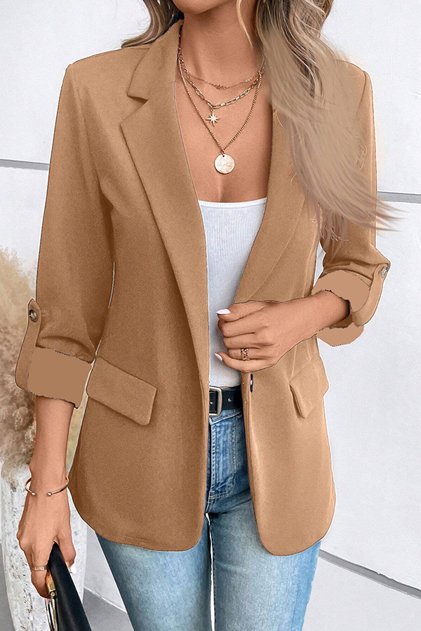 Solid Color Casual Long Sleeve Lapel Blazer | Consonak