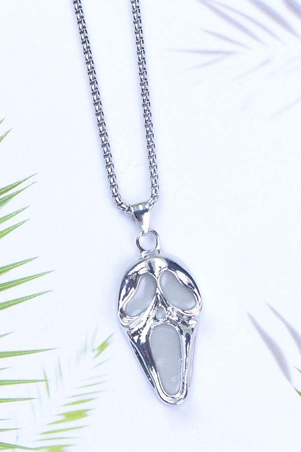 Alloy Glow-in-the-Dark Skull Pendant Necklace-Consonak