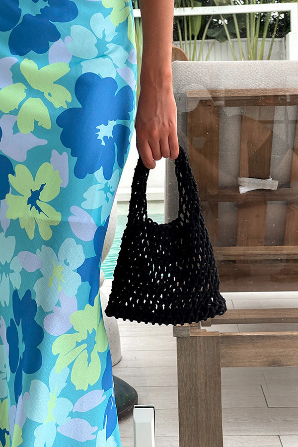 Lazy Style Fishnet Woven Tote Bag-consonak