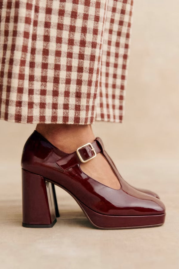 Square Toe Mary Jane Block Heel Retro High Heels-consonak