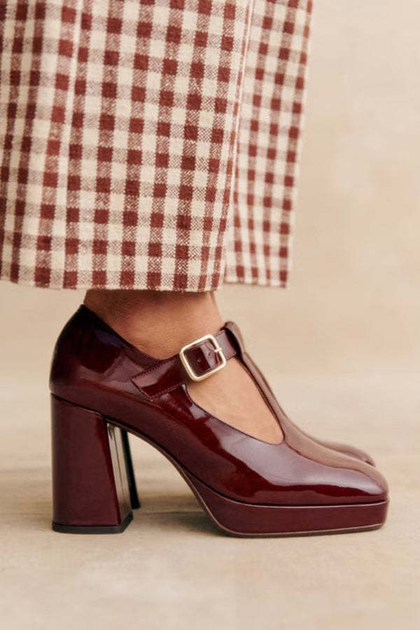 Square Toe Mary Jane Block Heel Retro High Heels-consonak