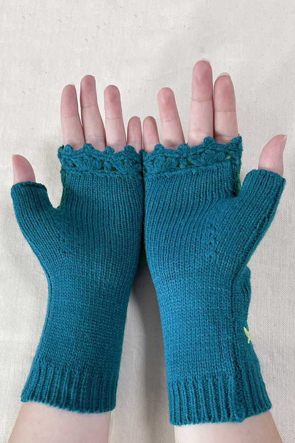Plant Fox Embroidery Warm Knitted Gloves-consonak