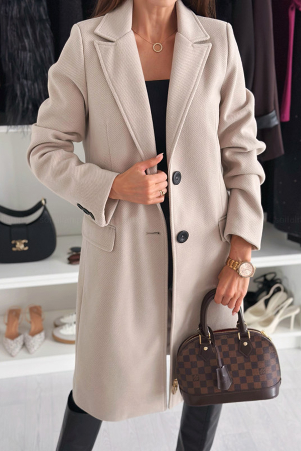 Fashionable Casual Lapel Long Sleeve Single Breasted Loose Coat-consonak