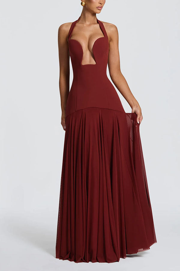 Seraphina Deep V Maxi Dress-Consonak