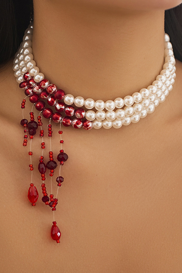 Gothic Blood Drop Tassel Halloween Personalized Necklace-consonak