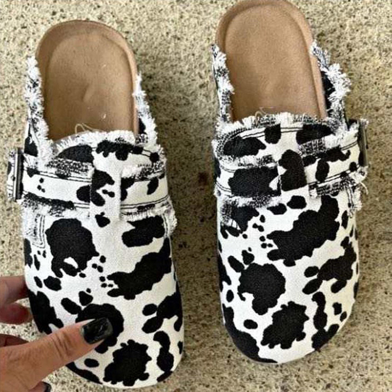 Fashionable Printed Raw Edge Flat Casual Shoes-consonak