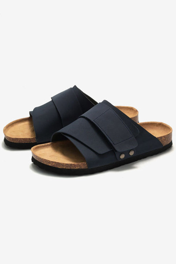 Frosted Leather Beach Slip-on Sandals-consonak