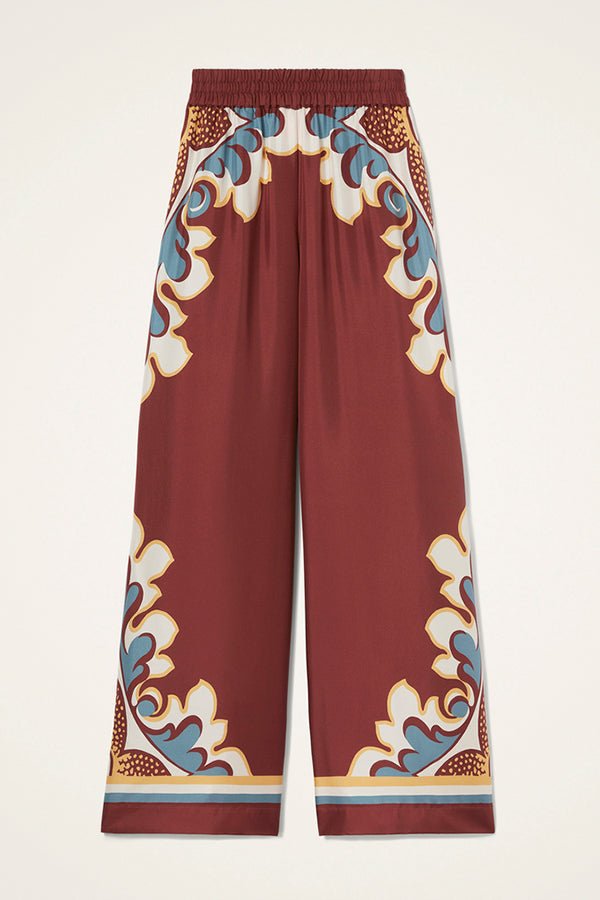 Bohemian Dreams Unique Print Elastic Waist Pocket Wide Leg Pants-Consonak