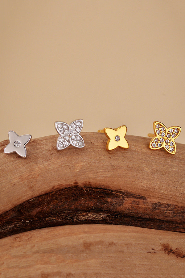 Fashionable Diamond Four-leaf Clover Earrings-consonak