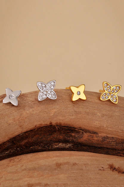 Fashionable Diamond Four-leaf Clover Earrings-consonak